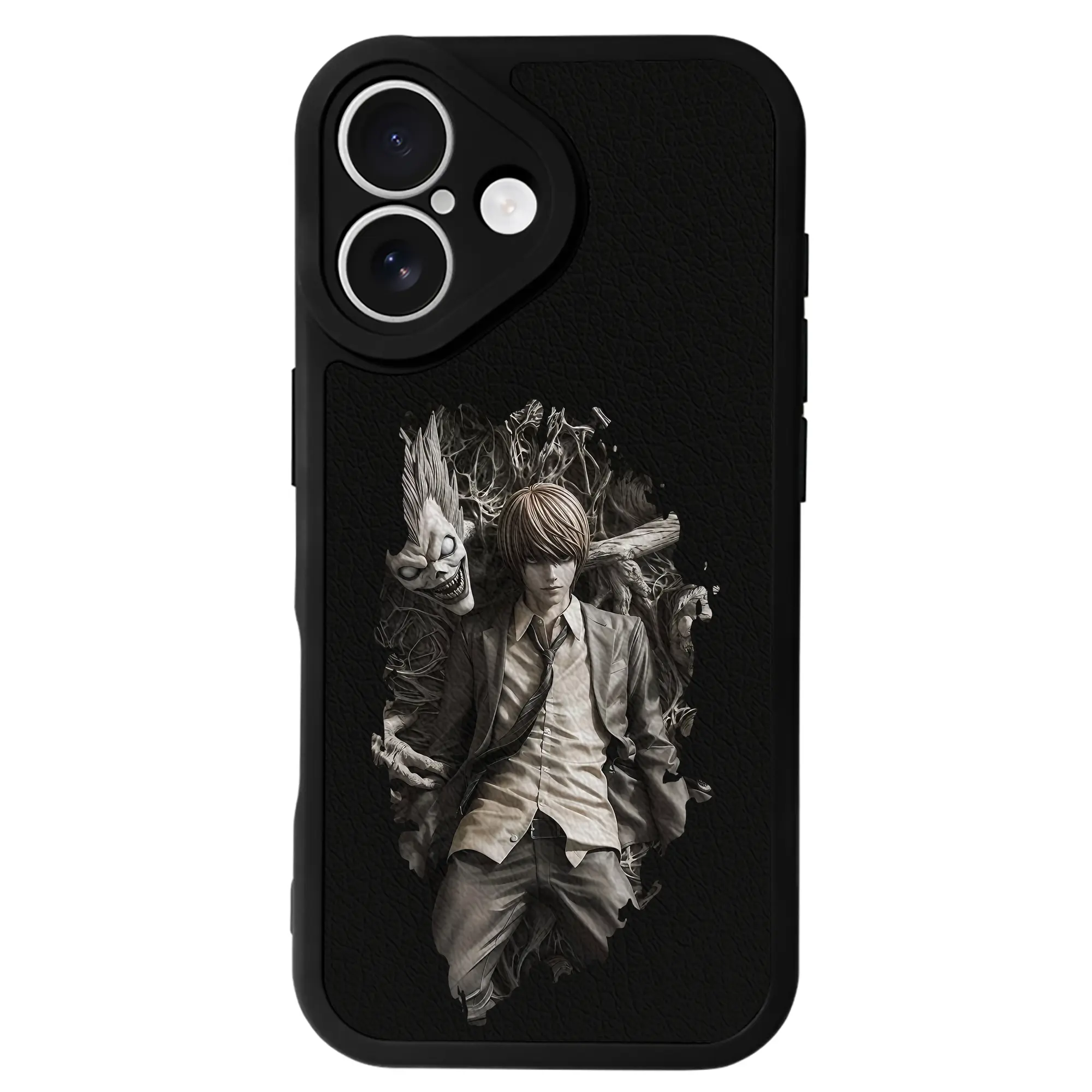 デスノート グッズ,夜神月 - IPhone 16シリーズ対応 ・ シリコンスマホケース ・ レザー調 ・ 高精度フィット ・ 耐衝撃 ・ ワイヤレス充電対応 ・ 精密カット